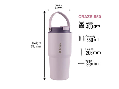 Dubblin Craze 550 Thermal Vacuum Insulated Sipper Bottle (Twin Flow: Normal Sipper Plus Straw Sipper)