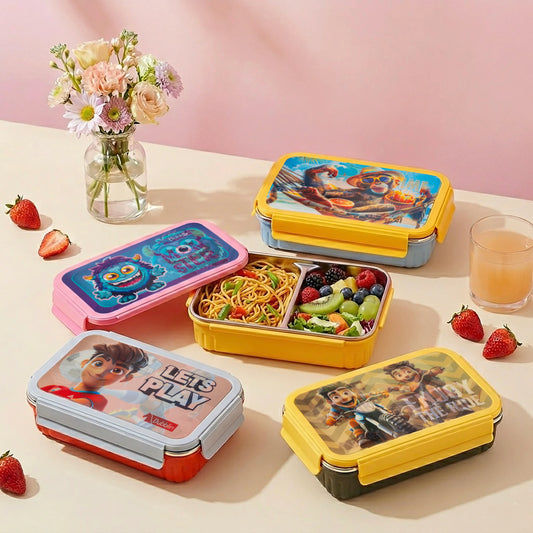 Dubblin Goofy Stainless Steel 2 Partition Lunch Box