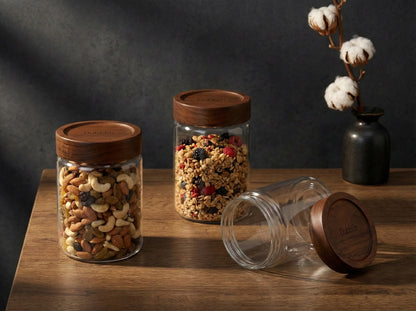 Dubblin Grove Borosilicated Glass Storage Containers with Wooden Lid