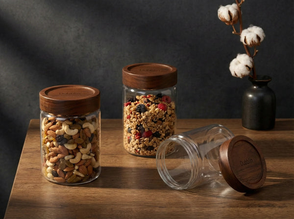 Dubblin Grove Borosilicated Glass Storage Containers with Wooden Lid