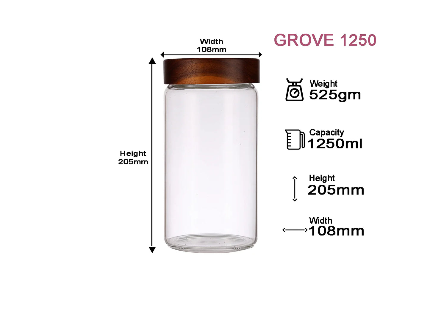Dubblin Grove Borosilicated Glass Storage Containers with Wooden Lid