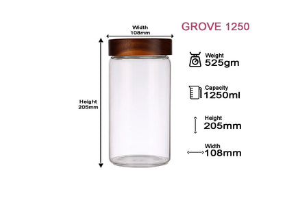 Dubblin Grove Borosilicated Glass Storage Containers with Wooden Lid