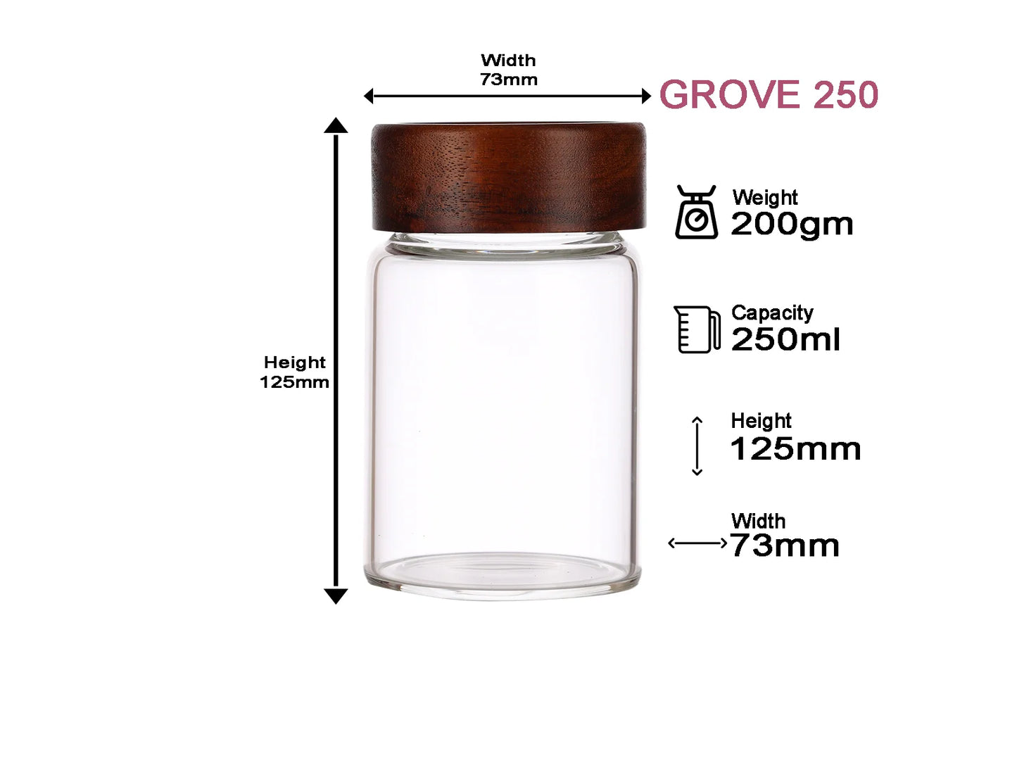 Dubblin Grove Borosilicated Glass Storage Containers with Wooden Lid