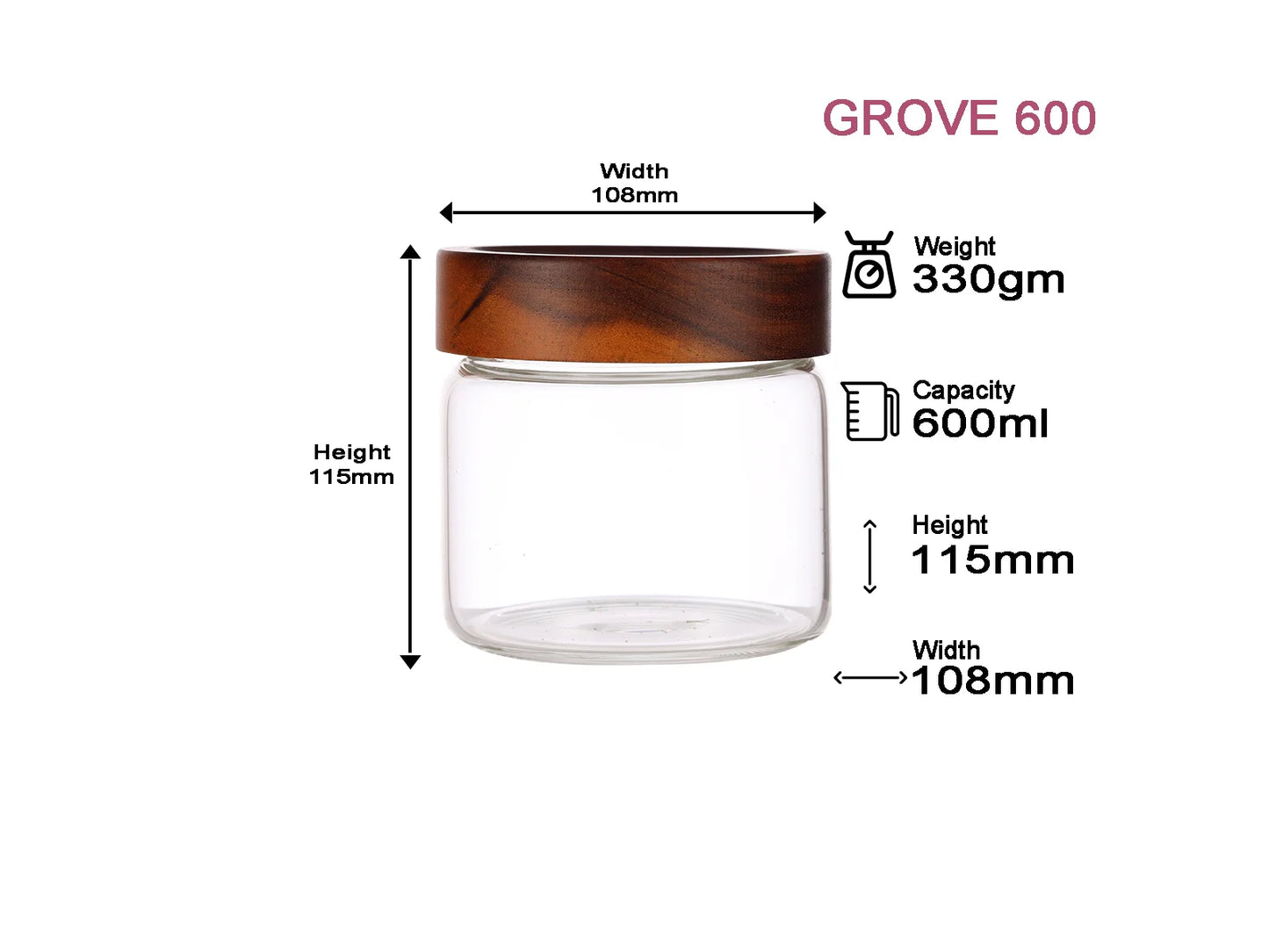 Dubblin Grove Borosilicated Glass Storage Containers with Wooden Lid