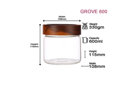 Dubblin Grove Borosilicated Glass Storage Containers with Wooden Lid