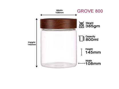 Dubblin Grove Borosilicated Glass Storage Containers with Wooden Lid