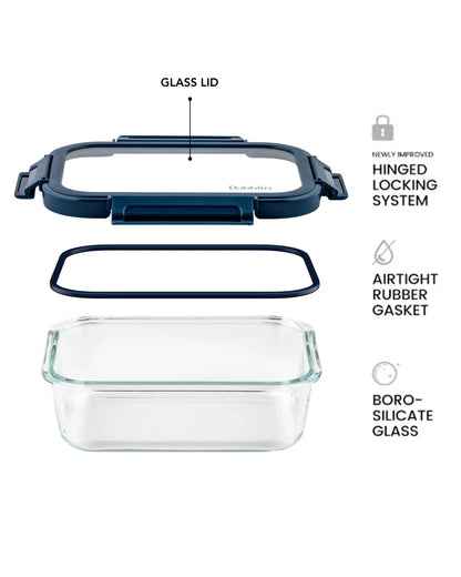 Dubblin Borosilicate Glass Container Rectangle with Glass Lid