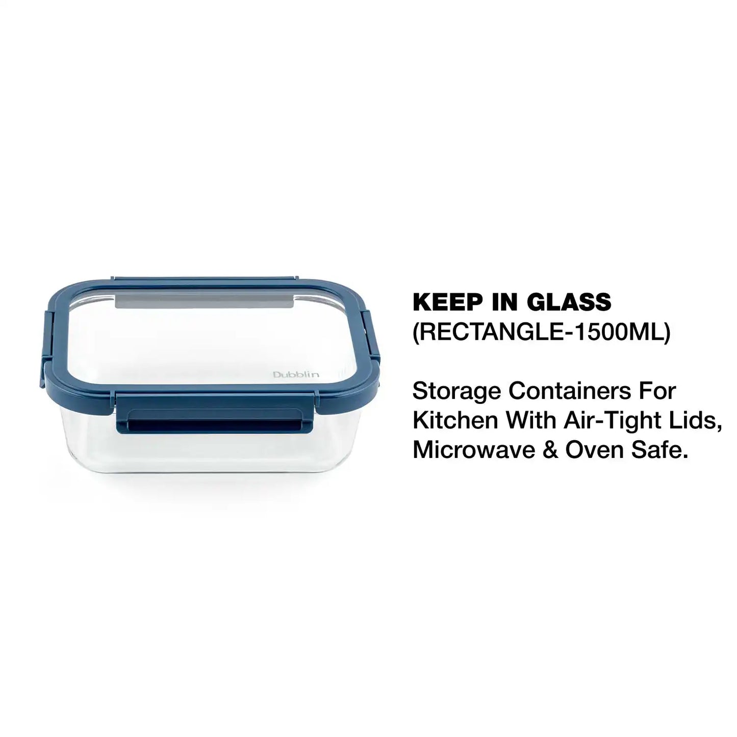 Dubblin Borosilicate Glass Container Rectangle with Glass Lid