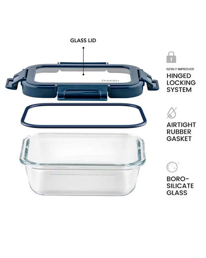 Dubblin Borosilicate Glass Container Rectangle with Glass Lid