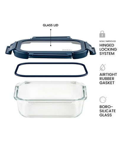 Dubblin Borosilicate Glass Container Rectangle with Glass Lid