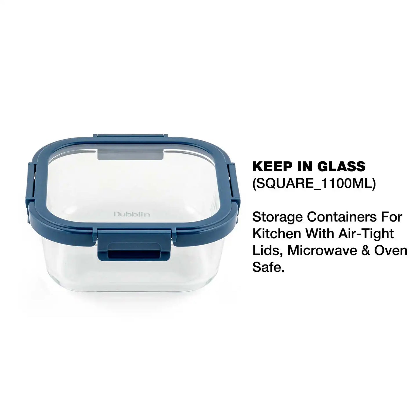 Dubblin Borosilicate Glass Container Square with Glass Lid