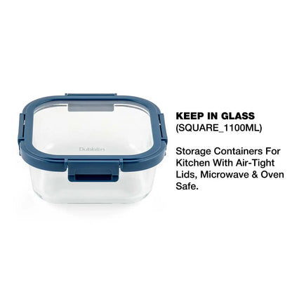 Dubblin Borosilicate Glass Container Square with Glass Lid