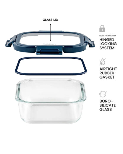 Dubblin Borosilicate Glass Container Square with Glass Lid