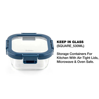Dubblin Borosilicate Glass Container Square with Glass Lid