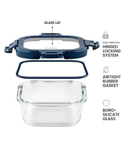 Dubblin Borosilicate Glass Container Square with Glass Lid