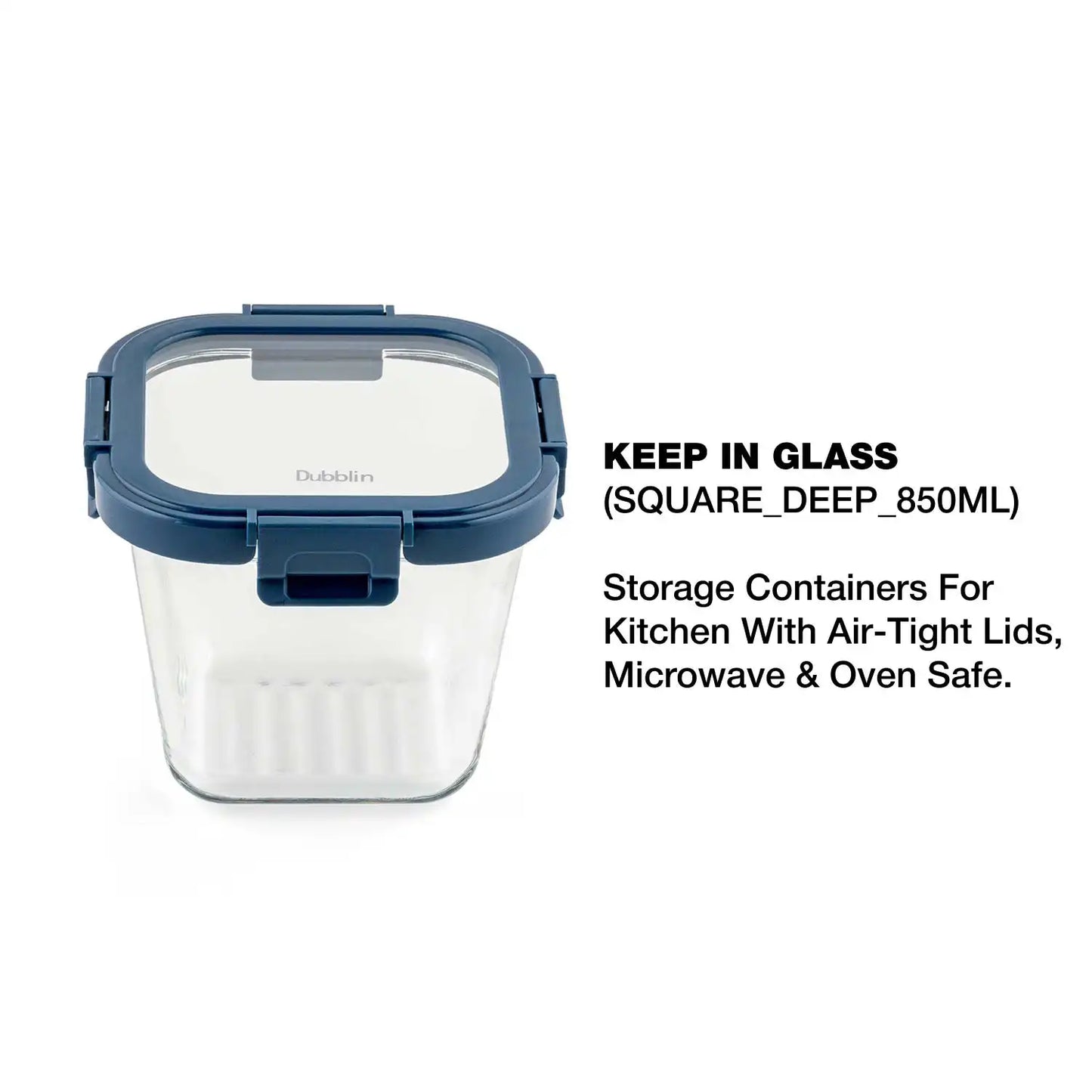 Dubblin Borosilicate Glass Container Square with Glass Lid