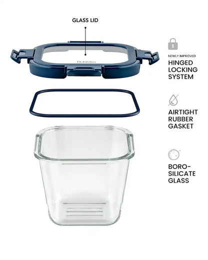 Dubblin Borosilicate Glass Container Square with Glass Lid