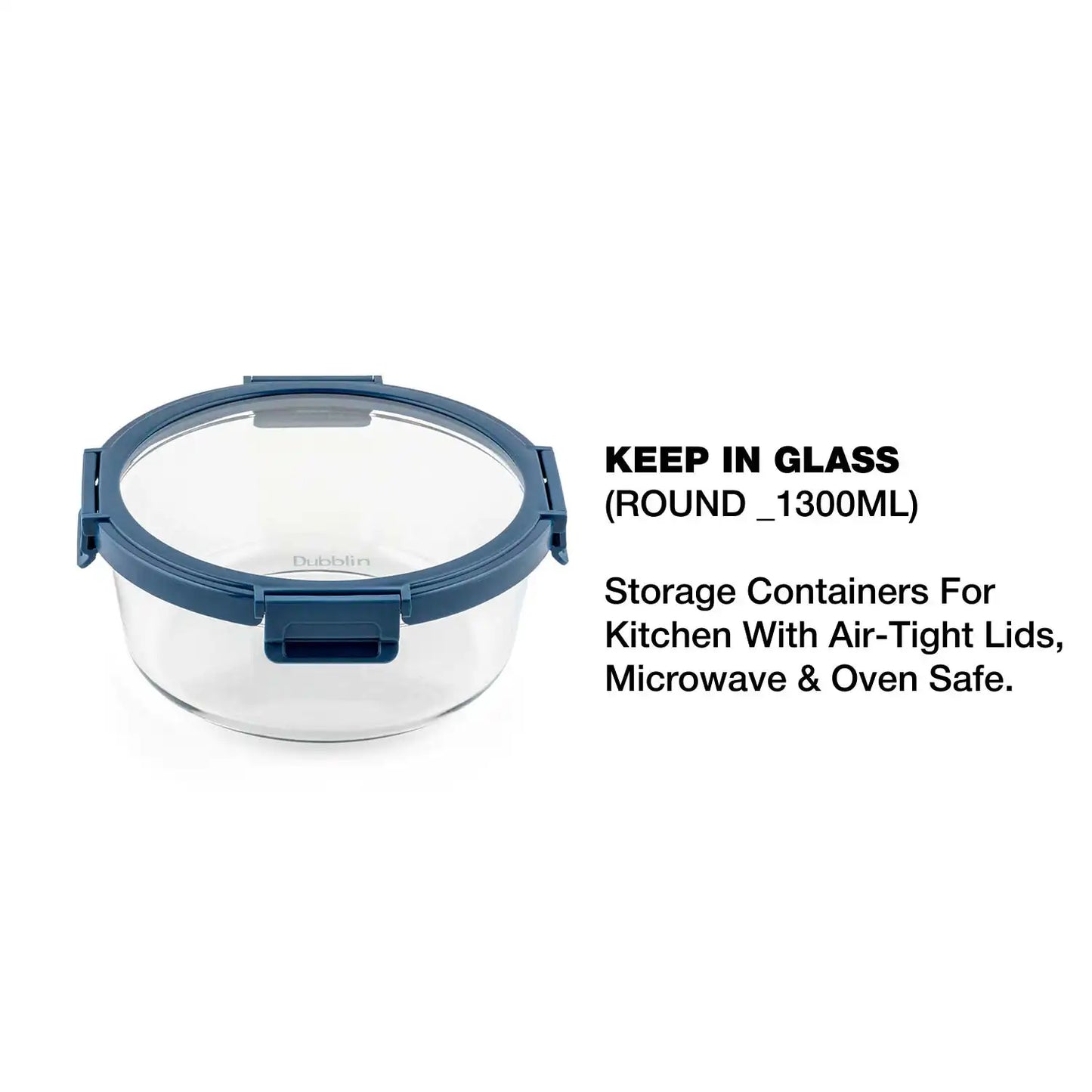 Dubblin Borosilicate Glass Container Round with Glass Lid