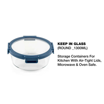 Dubblin Borosilicate Glass Container Round with Glass Lid