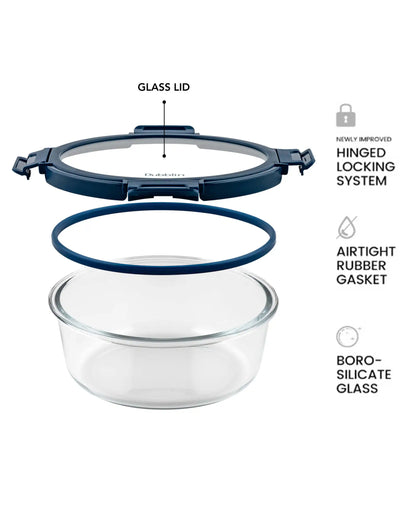 Dubblin Borosilicate Glass Container Round with Glass Lid