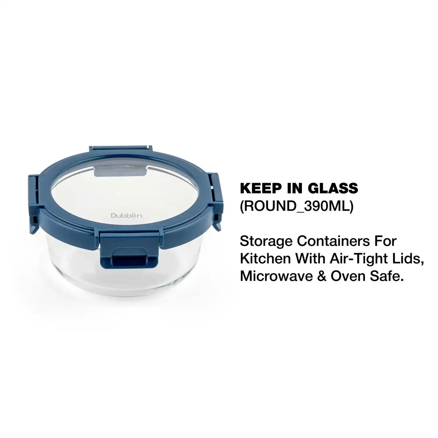 Dubblin Borosilicate Glass Container Round with Glass Lid