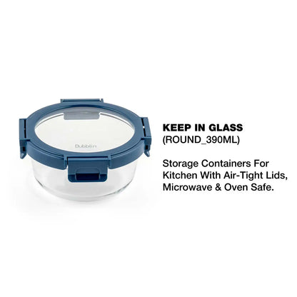 Dubblin Borosilicate Glass Container Round with Glass Lid