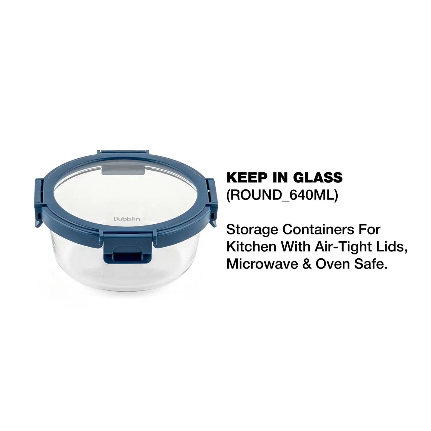 Dubblin Borosilicate Glass Container Round with Glass Lid