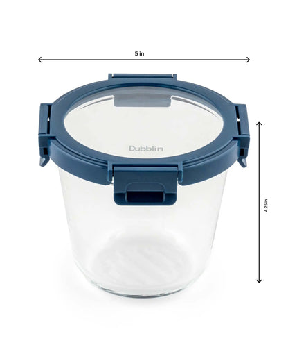 Dubblin Borosilicate Glass Container Round with Glass Lid