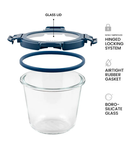 Dubblin Borosilicate Glass Container Round with Glass Lid