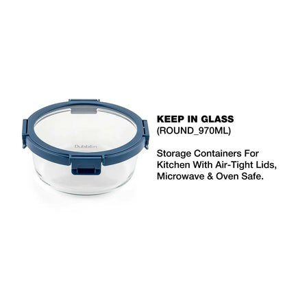 Dubblin Borosilicate Glass Container Round with Glass Lid