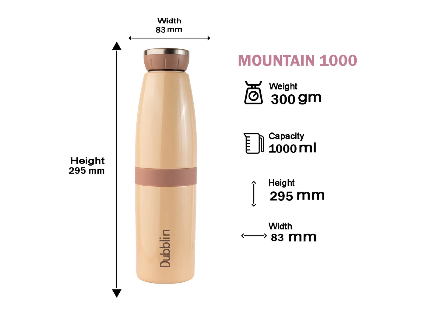 Dubblin Mountain 1000 Stainless Steel Bottle