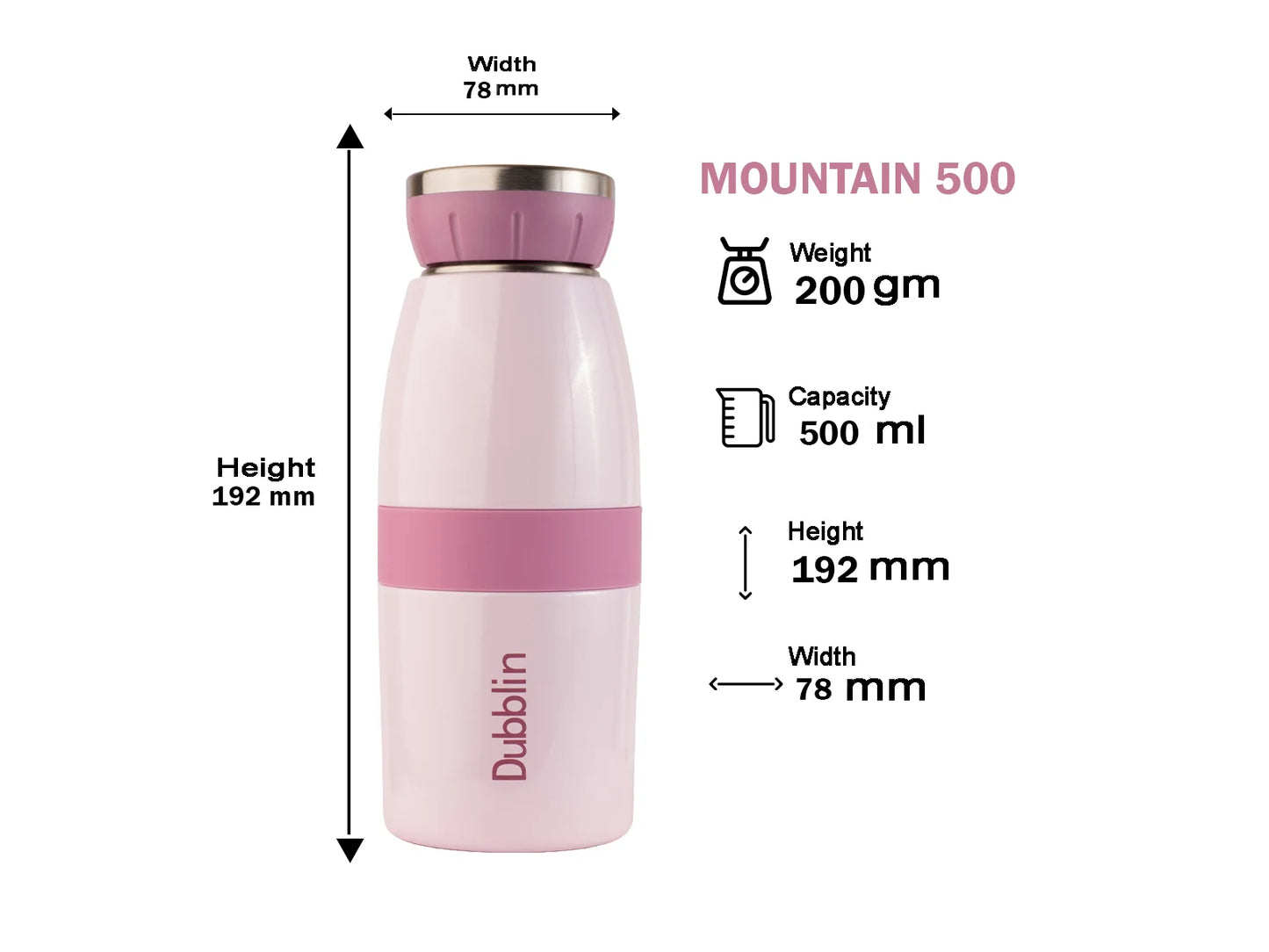 Dubblin Mountain 500 Stainless Steel Bottle