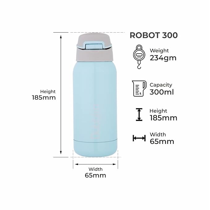 Dubblin Robot 300ml Thermal Vacuum Insulated Bottle with Straw
