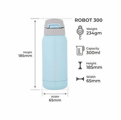 Dubblin Robot 300ml Thermal Vacuum Insulated Bottle with Straw