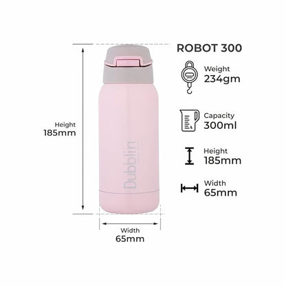 Dubblin Robot 300ml Thermal Vacuum Insulated Bottle with Straw