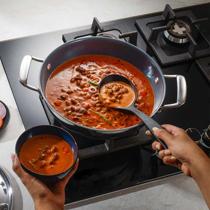 Tramontina Fusao Kadai with SS Lid (20, 24, 26, 30cm) Tri-Ply Clad Stainless Steel Ceramic Coated