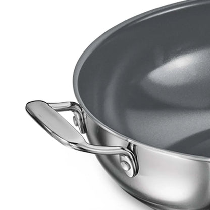 Tramontina Fusao Kadai with SS Lid (20, 24, 26, 30cm) Tri-Ply Clad Stainless Steel Ceramic Coated