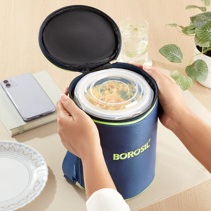 Borosil Glass Lunch Set Vertical with 3 Containers with Bag