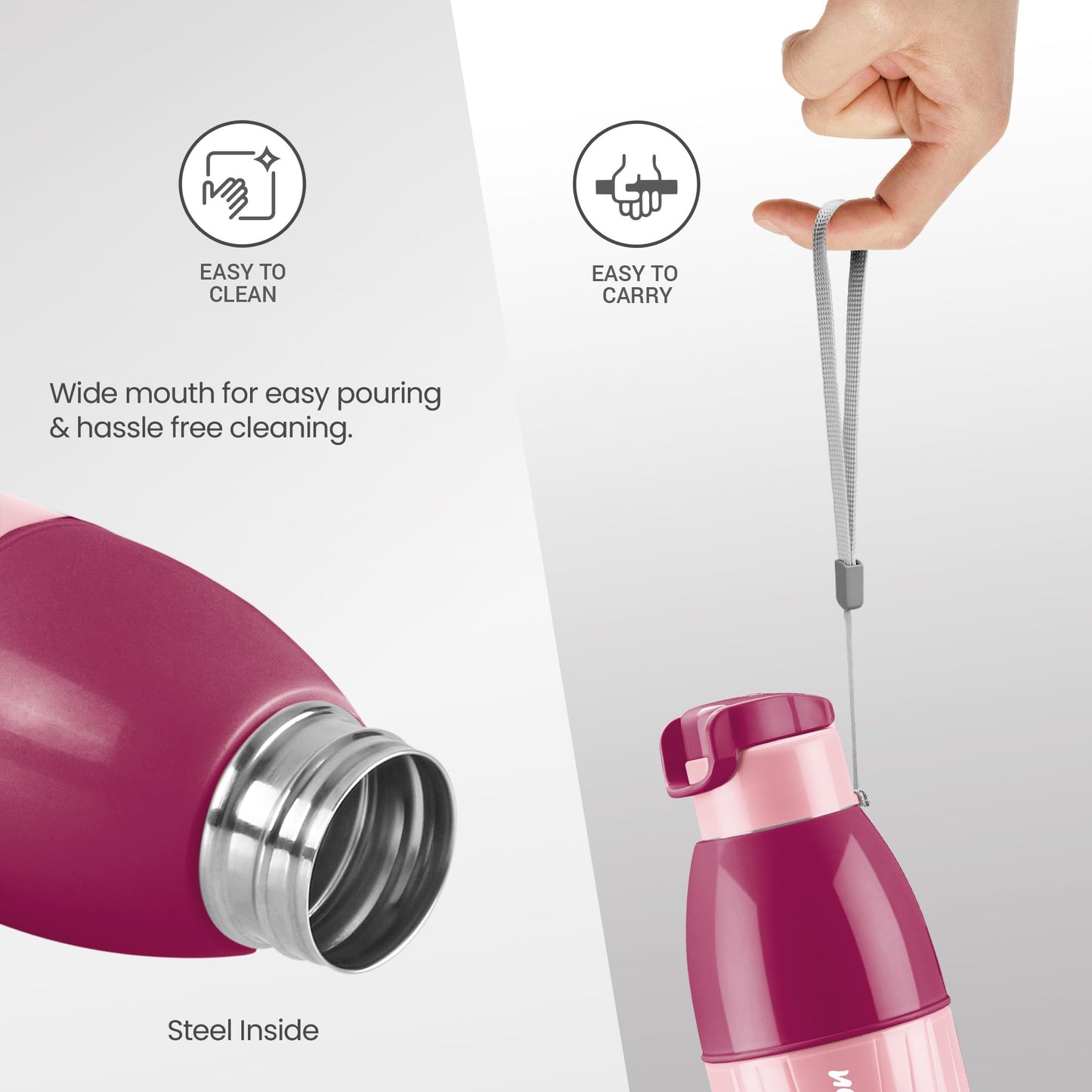 Milton Glacier Bottle 600ml - Outside Plastic Inside Stainless Steel