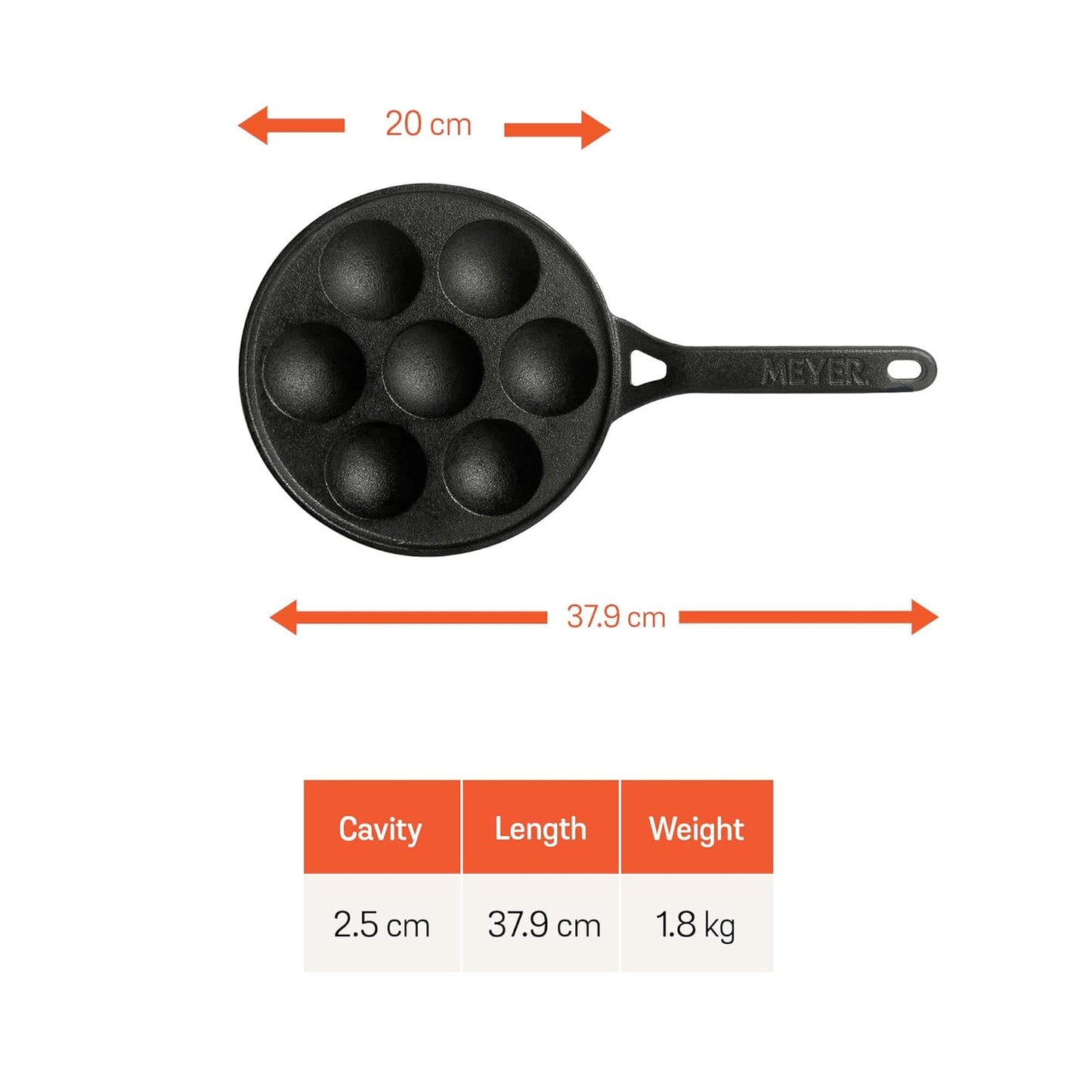 Meyer Cast Iron Appam Pan 20cm