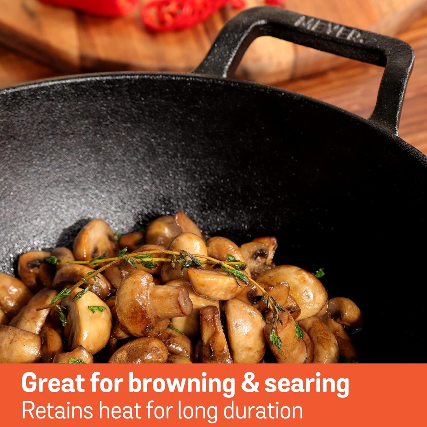 Meyer Cast Iron Deep Kadai with Lid 20cm