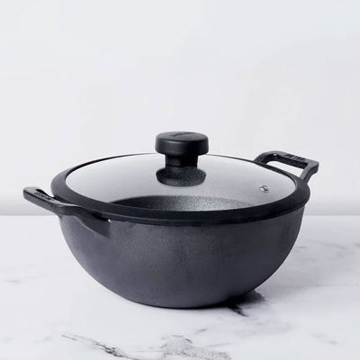 Meyer Cast Iron Deep Kadai with Lid 20cm