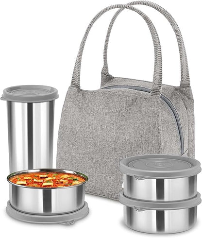 Milton Bling Bag Lunch Set with 3 * 320 ml Containers, 1 * 380 ml Tumbler, Liquid-tight Seals and Insulated Bag