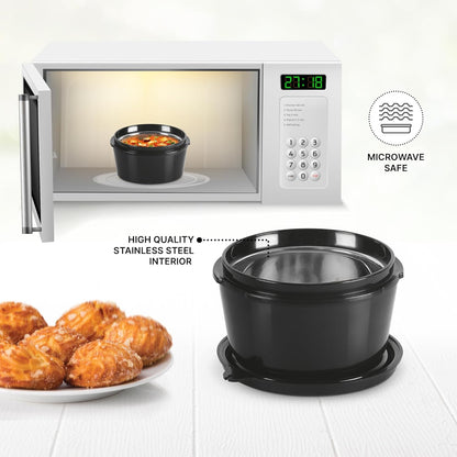 Milton Arista Microwavable Lunch Set with Unisteel Bottle (Inside Stainless Steel Outside Plastic)