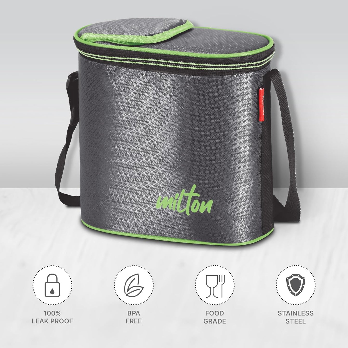 Milton Arista Microwavable Lunch Set with Unisteel Bottle (Inside Stainless Steel Outside Plastic)