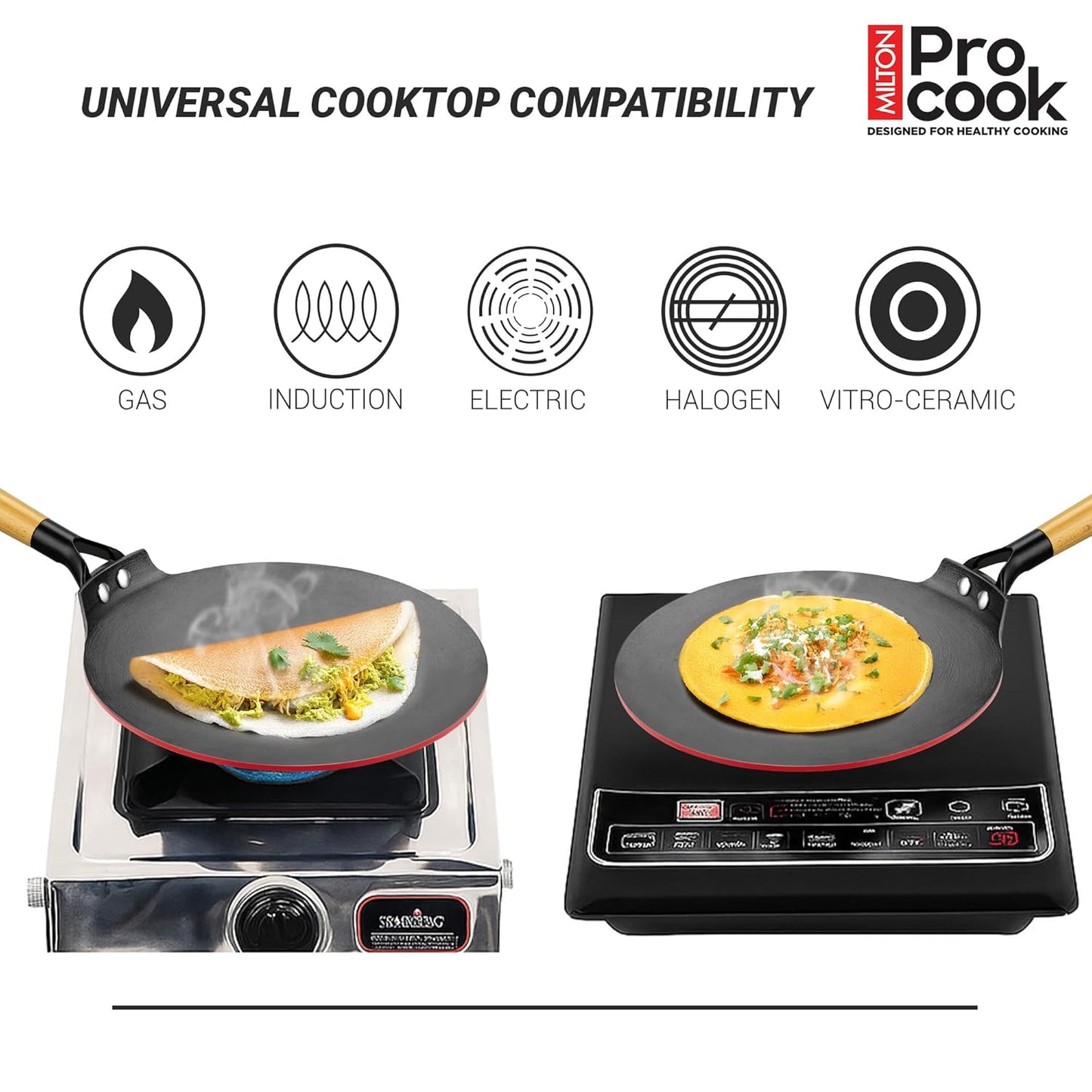 Milton Procook Cast Iron Concave Tawa with Enamel Coating