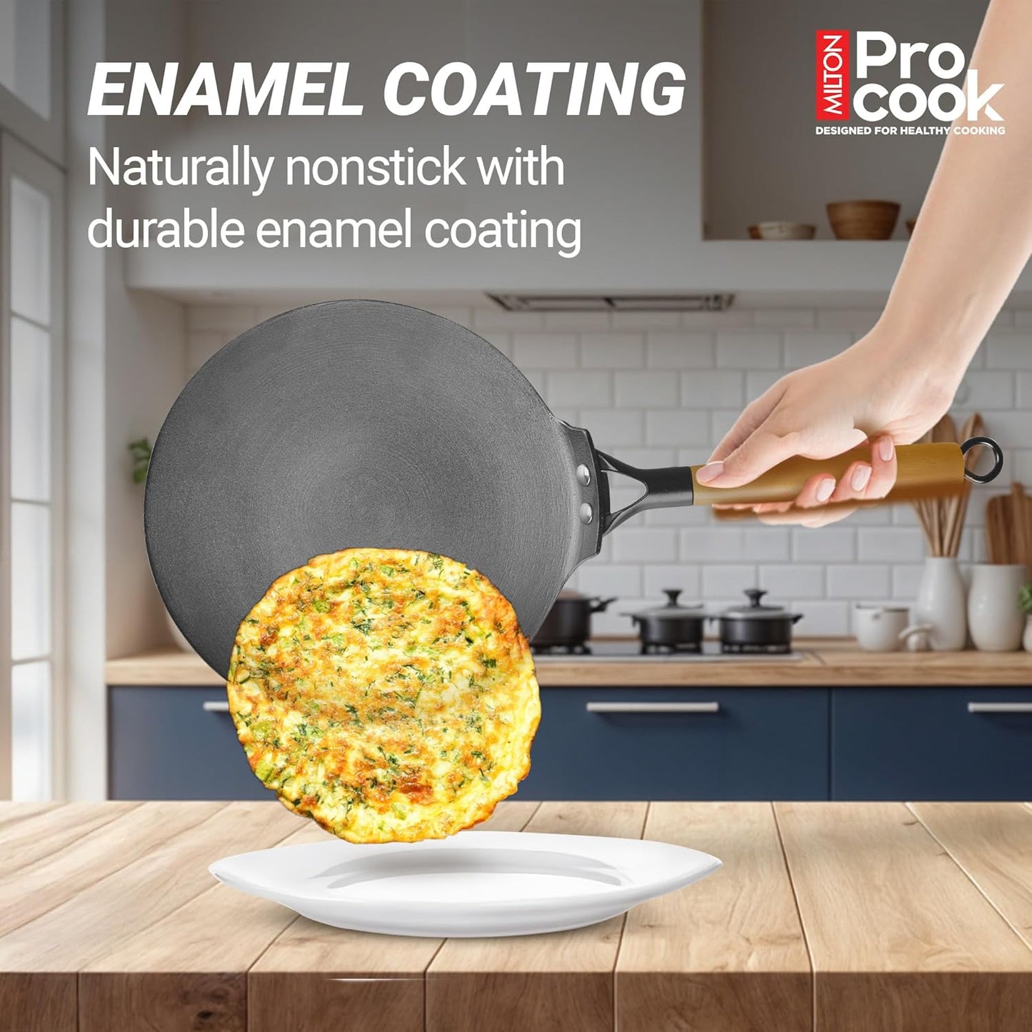 Milton Procook Cast Iron Concave Tawa with Enamel Coating