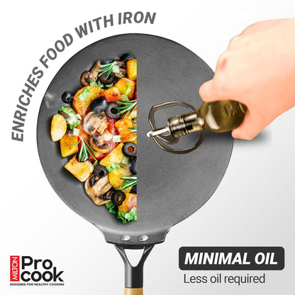 Milton Procook Cast Iron Concave Tawa with Enamel Coating