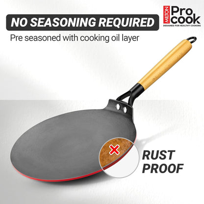 Milton Procook Cast Iron Concave Tawa with Enamel Coating