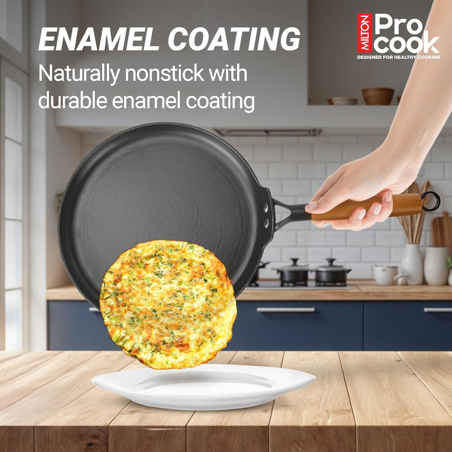 Milton Procook Cast Iron Dosa Tawa with Enamel Coating